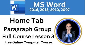 Home Tab Paragraph Group Lesson 3 Paragraph Settings MS Word in Hindi Bullets and Numbering option