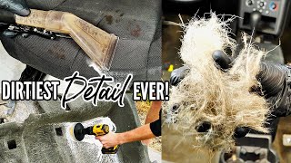 Complete Disaster Full Car Interior Car Detailing Restoration DEEP CLEANING Nastiest Car Ever