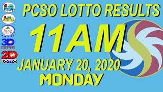 Lotto Result Today 11Am January 20, 2020 Monday Pcso