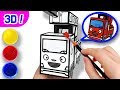 Tayo 3D Coloring Fire Truck Frank l Tayo Paper Craft l Tayo the Little Bus