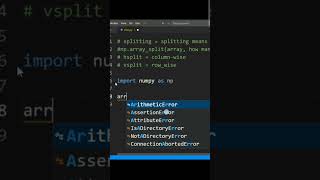 Splitting (hsplit) #shorts #numpy