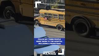 A bus rams into a car causing a chain reaction crash outside a Boston school #shorts
