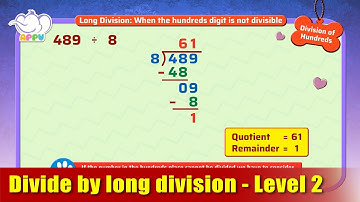 G3 - Module 16 - Exercise2 - Divide by long division - Level 2 | Appu Series | Grade 3 Math Learning