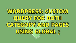 Famous Wordpress: custom query for both category and pages using global $wpdb; (2 Solutions!!) Profile