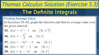 Thomas calculus exercise 5.3 Q55 - Q59 | Average value of a function || Lec 19