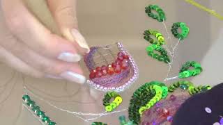 ✨ Pomegranate Embroidery Lesson 8: Small Flower, Beads &amp; Fish Scale Sequins ✨