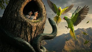 जब साँप ने हमला किया… She Saved The Baby Parrots 🥺🐍🕊 #trending #islamicreminder 