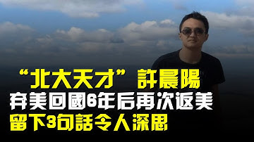 “北大天才”許晨陽,棄美回國6年後再次返美,留下3句話令人深思