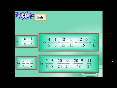 Lớp 4 - Toán - Bài: Phép trừ phân số (tt)