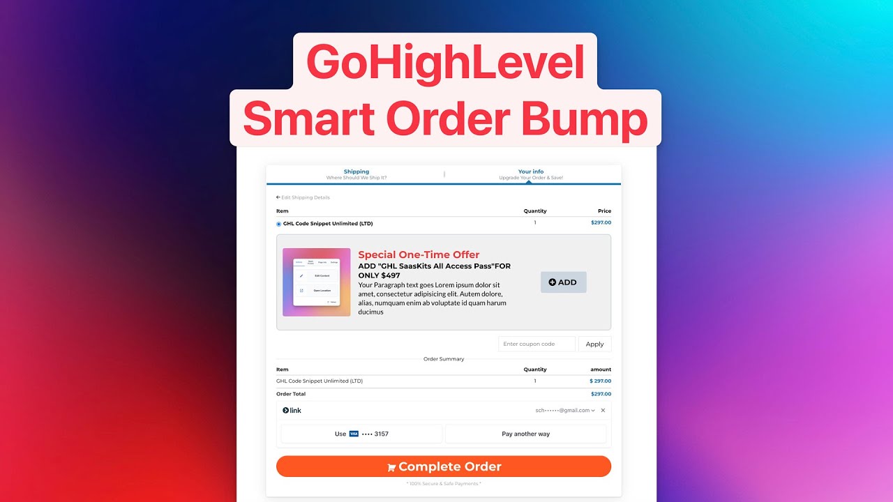 How Setup Smart Order Bump Into GoHighLevel Checkout Form