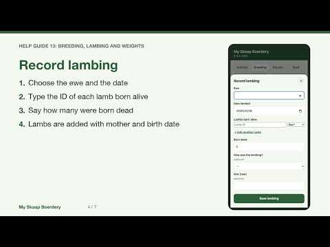 Sheep Breeding Records: Joining, Scanning, Lambing, Weights