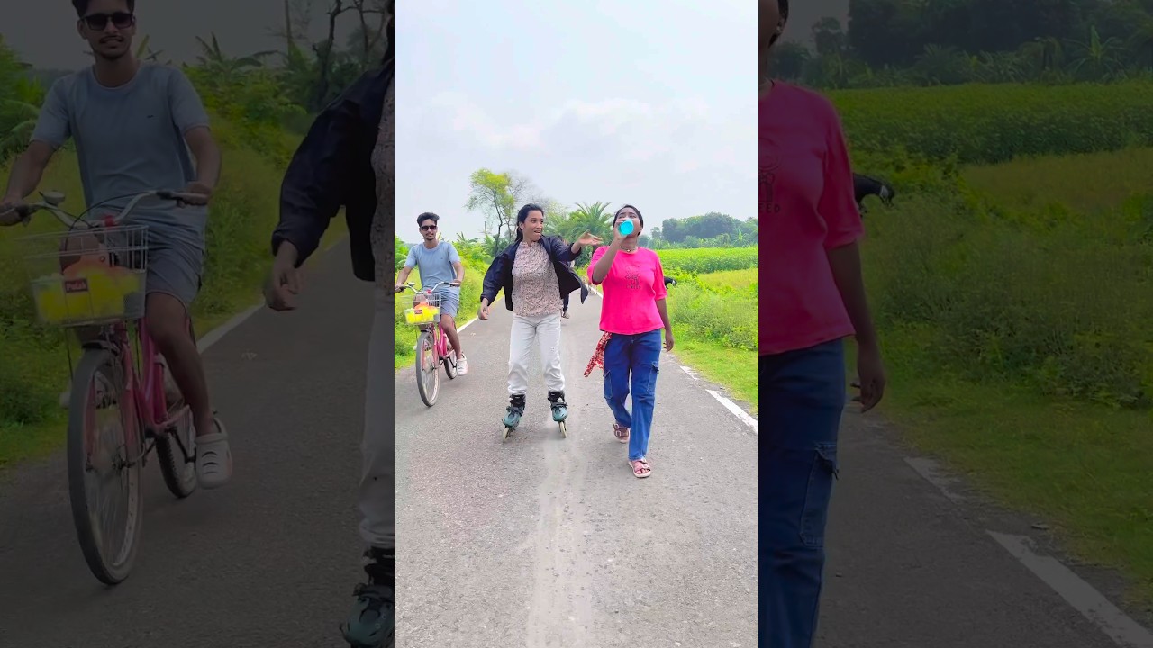 Skating road cycle girls Funny reaction 🤣😤 #skating #road #cycle #girls #funny #reaction #videos