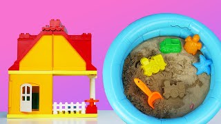Çocuklar için! Evde kum havuzu kuralım! Şekilleri, renkleri ve sayıları öğren
