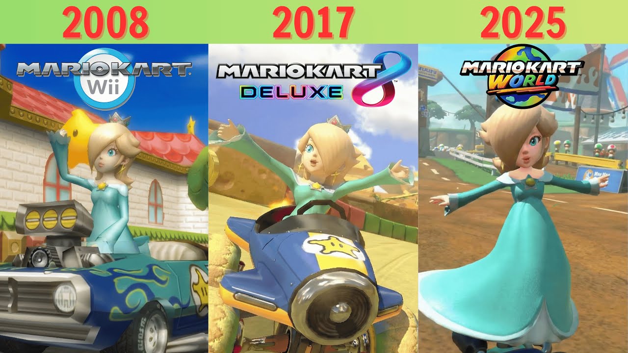 Evolution of Rosalina in Mario Kart Games (2008–2025)