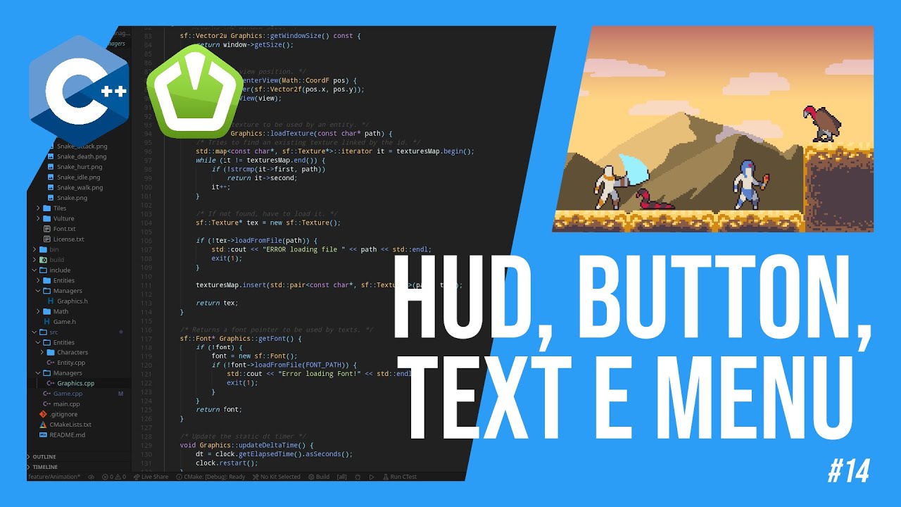 14 - Hud, Texto, Menu e Botões - Tutorial Jogo SFML