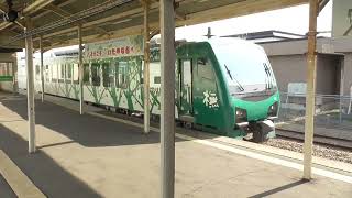 2024.04.08　JR板柳駅　リゾートしらかみ4号 秋田行き到着【五能線・HB-E300系・橅編成・8524D】　2024.04.08