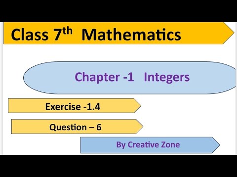 Question 6 exercise 1.4 class 7th chapter 1 Integers NCERT/CBSE - YouTube