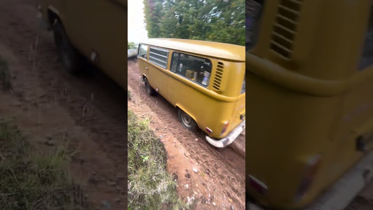 VW Baywindow bus van going Offroad