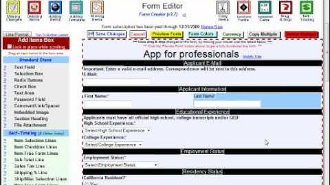 Web Form Builder - Adding new items, horizontally (creating new columns)