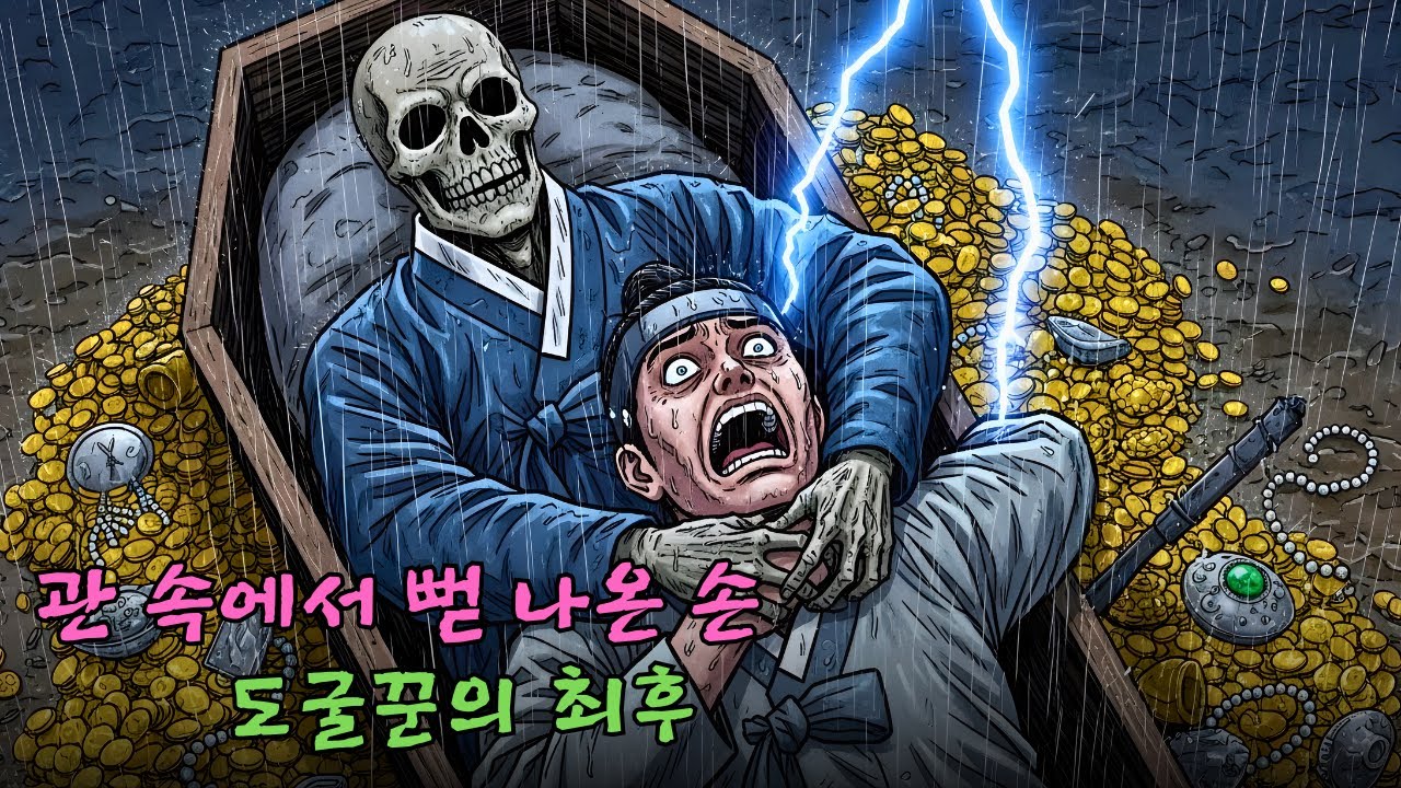 폭우 쏟아지는 밤 남의 묘를 파헤치던 도굴꾼이 관 뚜껑을 열자 시신이 눈을 뜬 소름 돋는 사연 | 한국 공포 전래동화 조선 야담