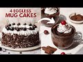 Turning BIG Cakes into MUG CAKES😱 4 Eggless Mug Cake Recipes | 2 Min Cakes at Home