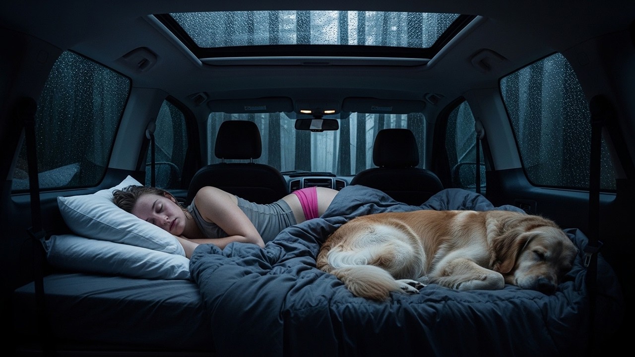 Fall Asleep Fast 🌙 Gentle Rain & Soft Thunder Inside a Cozy Car