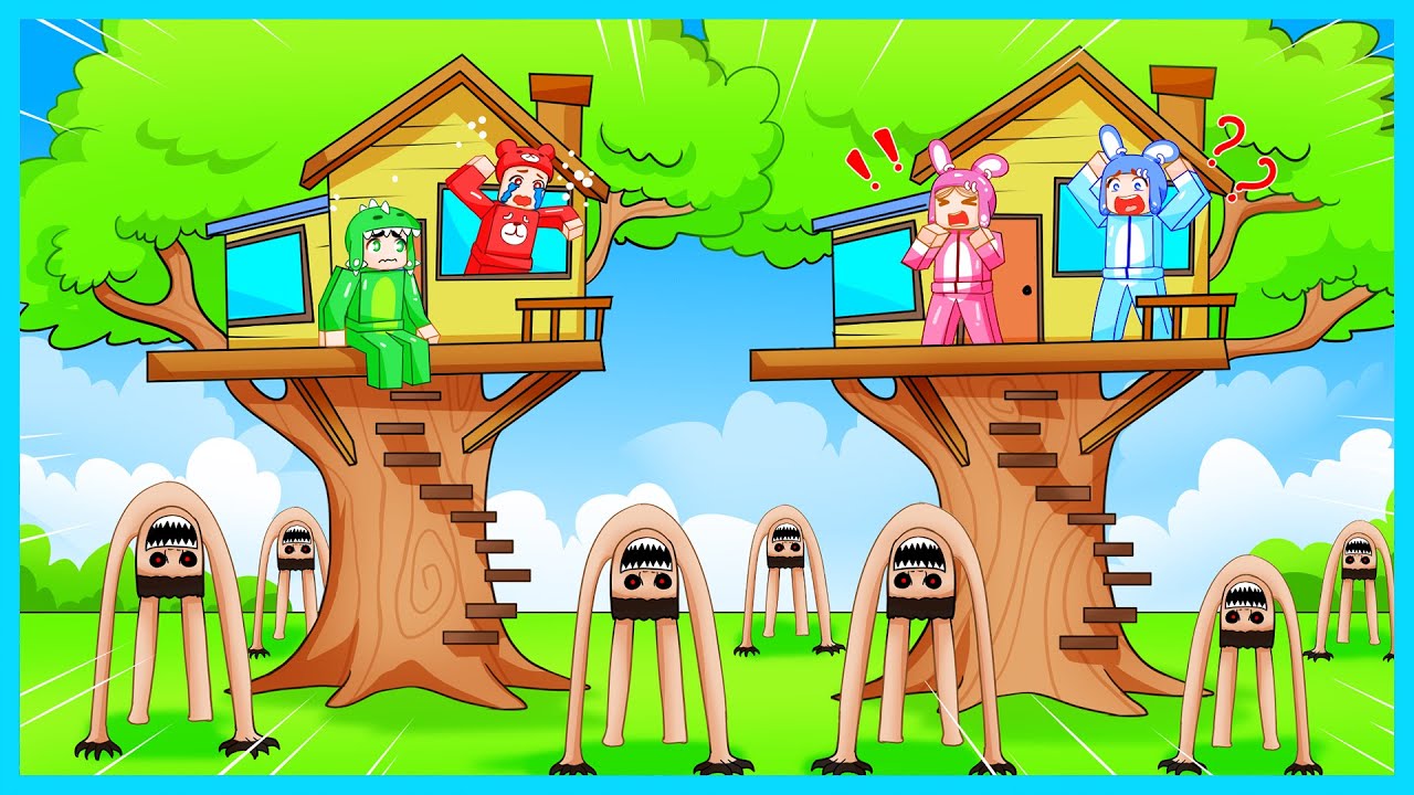 MIPAN & ZUZUZU BUAT RUMAH POHON UNTUK BERTAHAN HIDUP DARI MONSTER PUTIH MENGERIKAN!