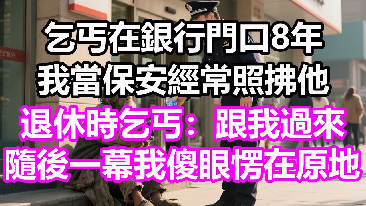 乞丐在銀行門口8年，我當保安經常照拂他，退休時乞丐：跟我過來！隨後一幕我徹底傻眼愣在原地！#淺談人生#民間故事#孝顺#儿女#讀書#養生#深夜淺讀#情感故事#房产#晚年哲理#中老年心語#養老#真實故事