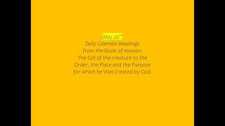 May 29th Daily Calendar Reading from the Book of Heaven