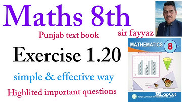 Maths class 8th | Exercise 1.20 | Unit 1 | exe 1.20 | Punjab text book board  | newbook | Class 8