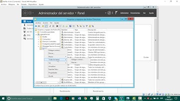 Creación de grupos y usuarios en windows server 2012 (Virtual box)