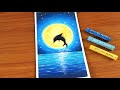 Easy Oil Pastel Dolphin Painting for beginners | Easy Oil Pastel Drawing Tutorial