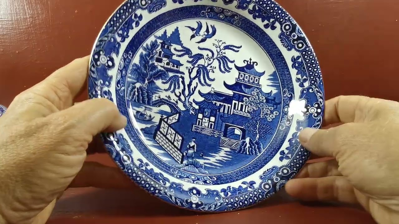 Burgess & Leigh Burleigh Ware Willow Blue and White China Large 