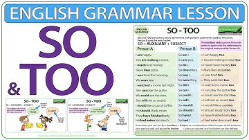 SO vs. TOO | I am too - So am I | He does too - So does he | Learn English Grammar