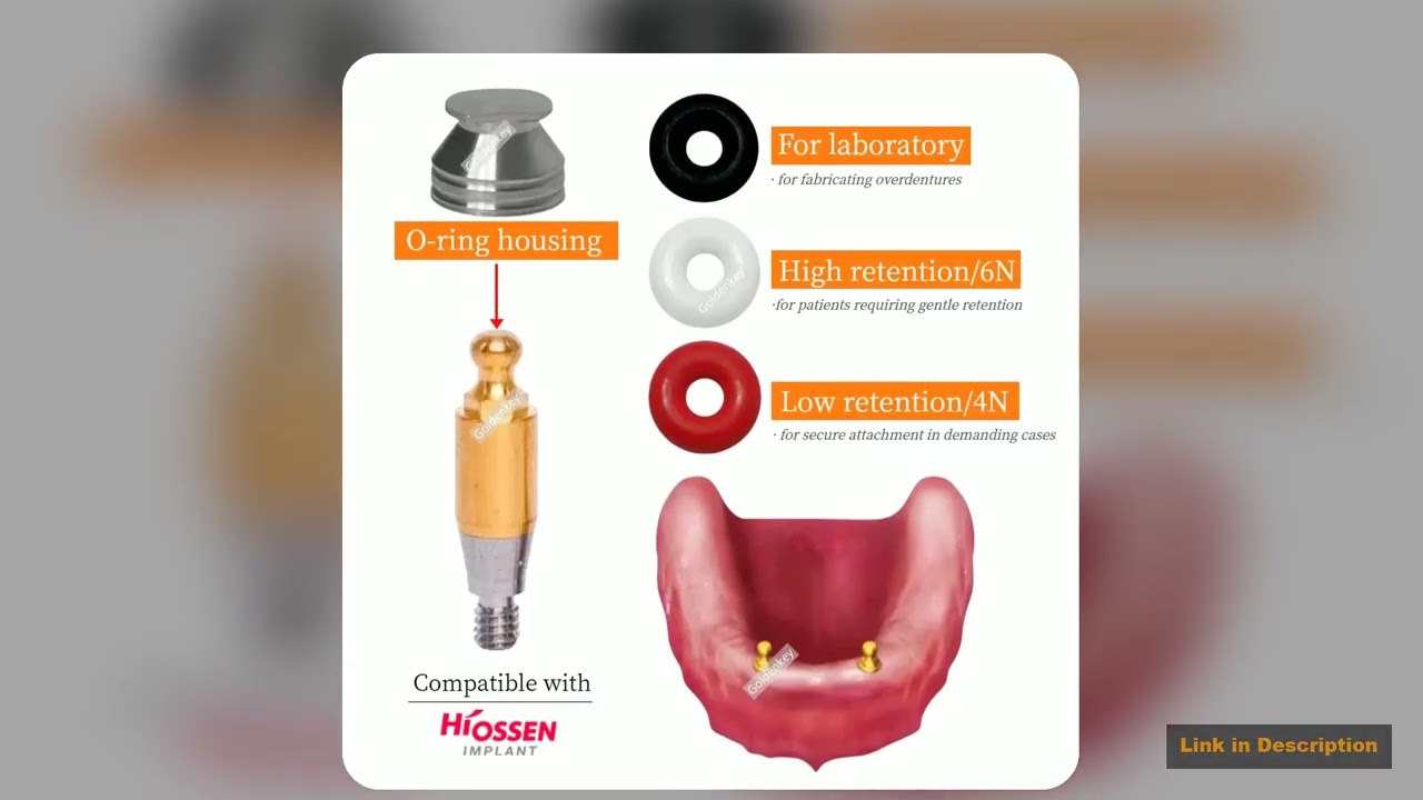 Dental ORing Retainer Cap Set Metal Housing Kit for Overdenture Retention for Ball Abutment