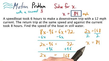 Motion Problem with a Current 3 Solved - Visualizing Algebra