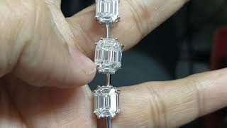 Single Line Emerald Pie Cut Diamond Bracelet Cum Necklace