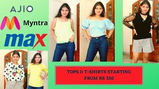 AJIO/MYNTRA/MAX TOPS  & T-SHIRTS HAUL | PARU'S STYLE CORNER 