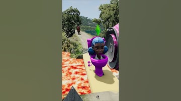 Skibidi Toilet Funny Crossing VS Bollard Barbie Crush in BeamNG.drive #shorts