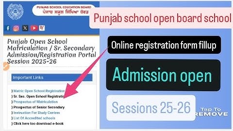 Punjab school education open board admission open 25-26||how to registration and FORM fill up