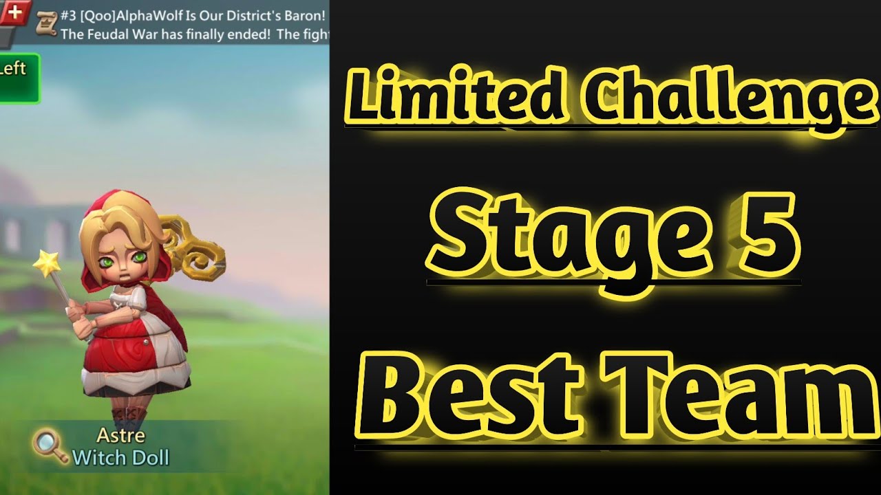 Lords mobile witch doll limited challenge stage 5 best team|Astre Stage 5|Dark Disaster stage 5