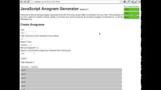 JavaScript Anagram Generator screenshot 4