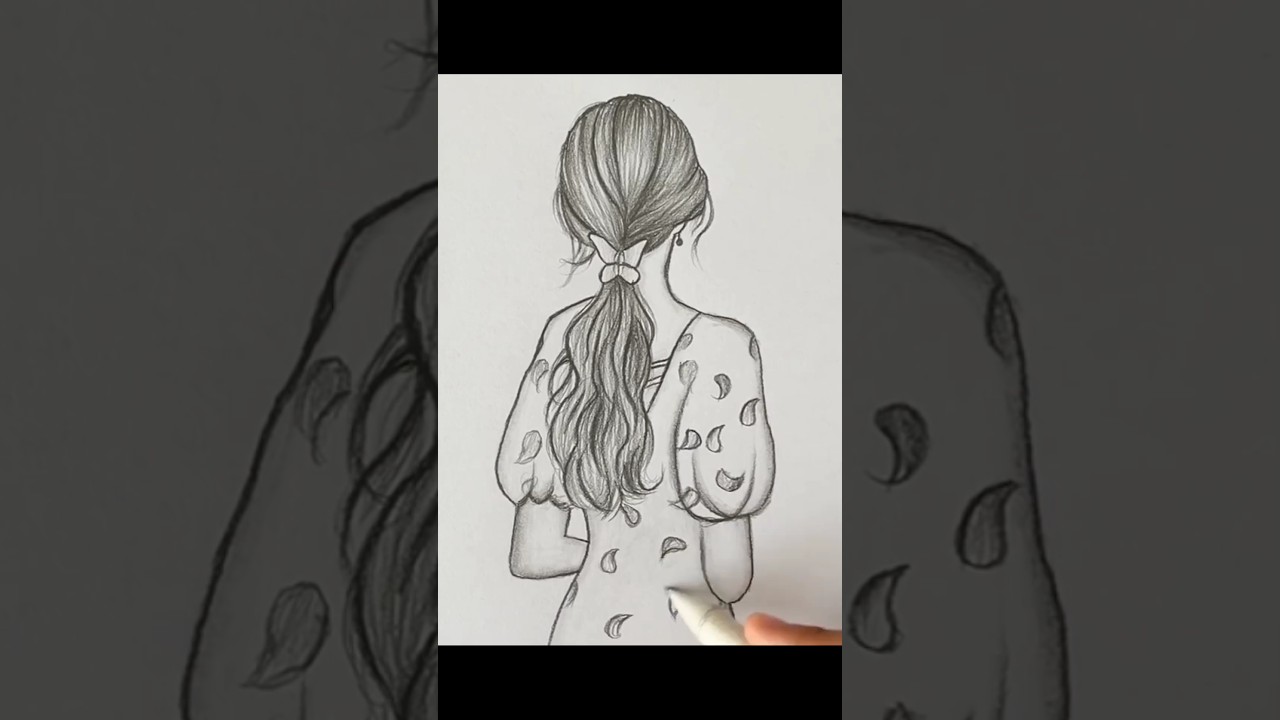 Easy girl backside drawing for beginners || Girl drawing tutorial for beginners
