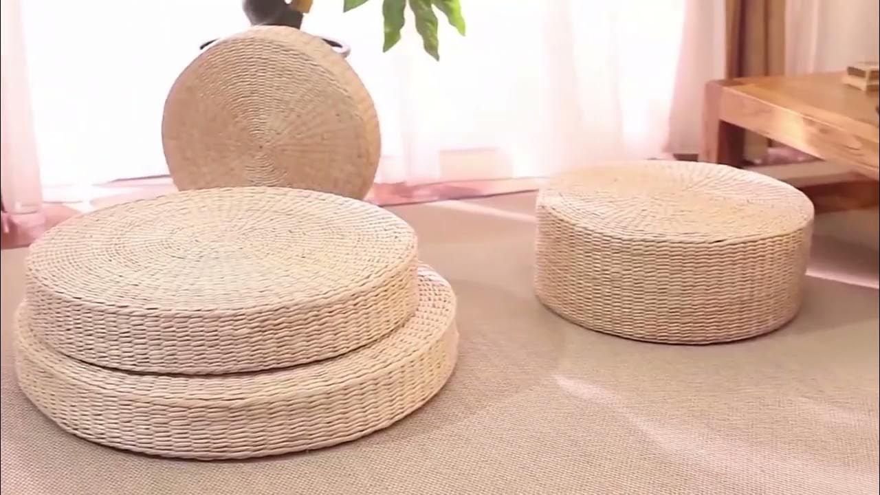 Japanese Round Straw Weaved Cushion Seat Floor Pillow Japanese