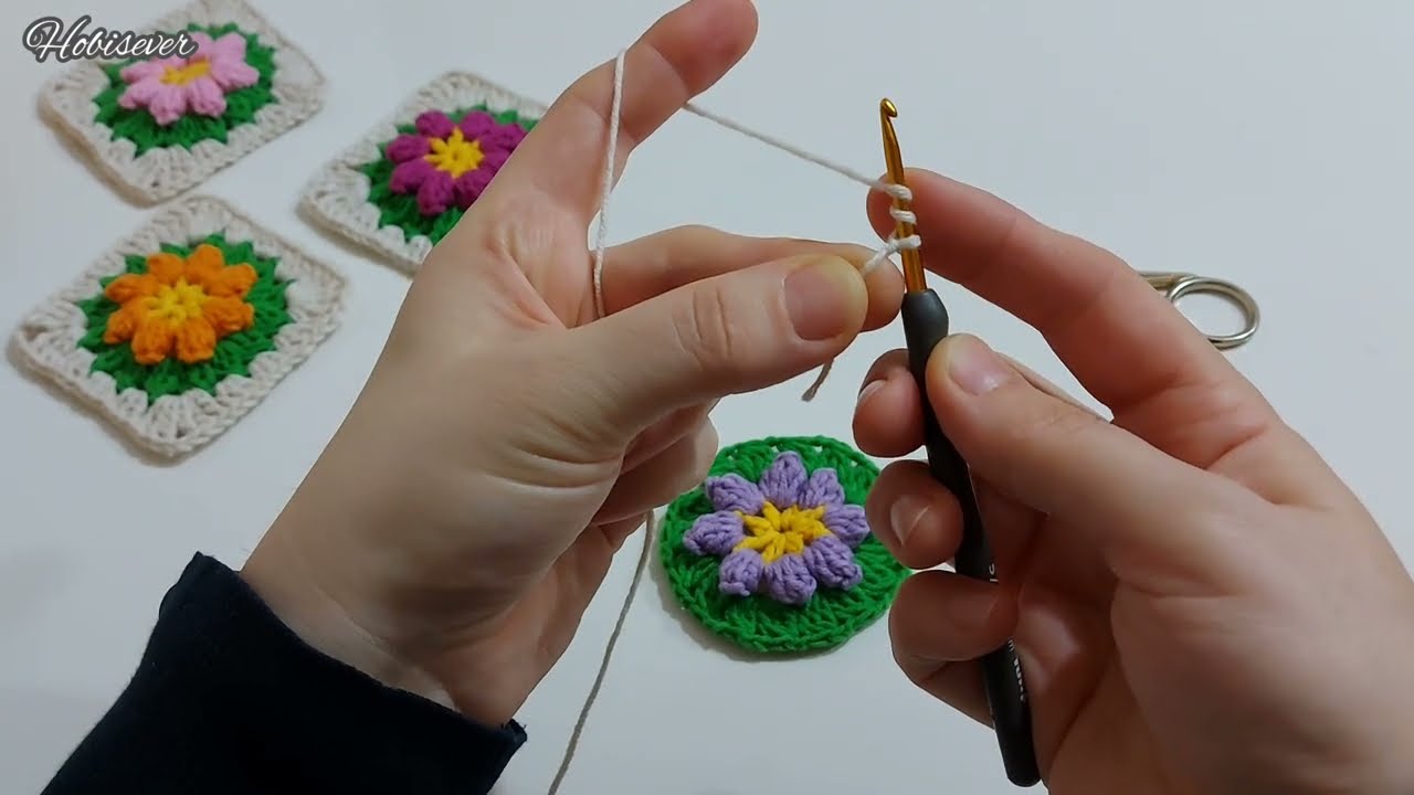 Как связать крючком цветок из попкорна Бабушкин квадрат / Мотив детского одеяла с попкорном