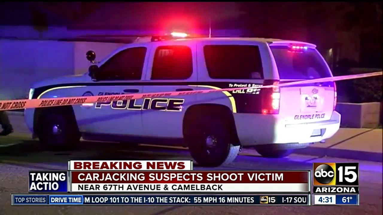 Suspects sought after carjacking, shooting in Glendale, Phoenix - YouTube