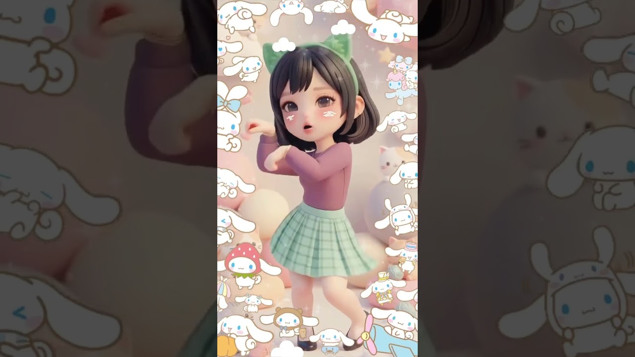 Meow meow, cute girl dancing