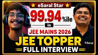 99.94%ile in JEE Mains 2026 | IIT JEE Story of Insane Dedication 🔥| IIT Motivation | eSaral