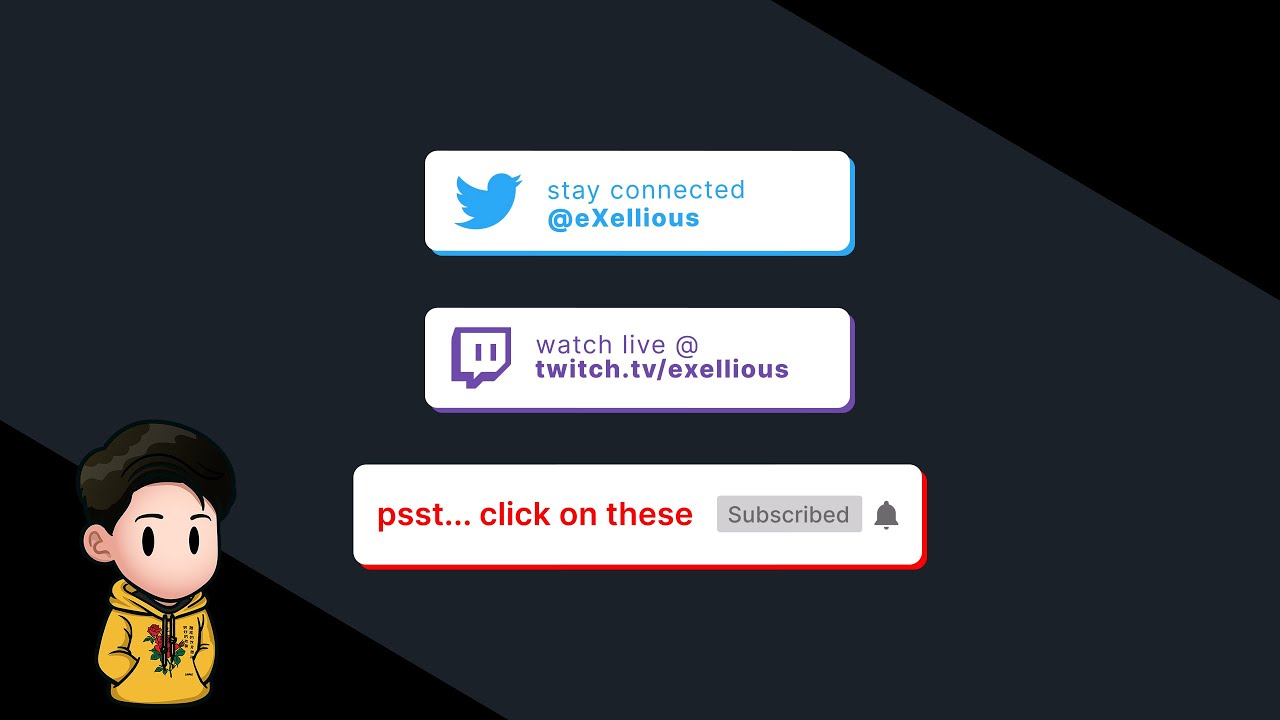 eXellious Youtube, Twitch, and Twitter Lower Thirds - Channel Revamp! - AE - Zeggs Graphics