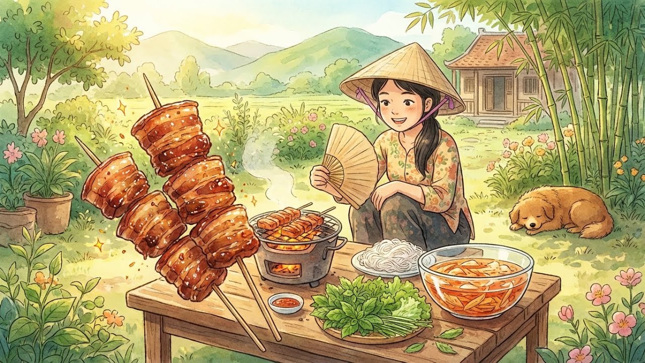 The Sizzle of Summer: Authentic Vietnamese BBQ & Slow Living | Ghibli-Style Cooking